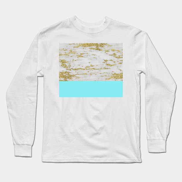 Faraldi gold marble and New York turquoise Long Sleeve T-Shirt by marbleco